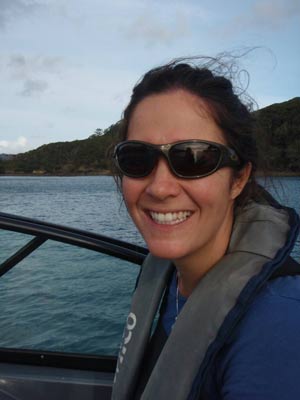 Sarah on research boat at Great Barrier
